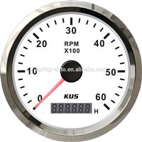 Best price!!! 85mm Tachometer gauge tacho white faceplate stainless steel bezel boat car tachometer 0-6000rpm for diesel engine