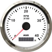 Tachometer 85mm/ white faceplate stainless steel bezel boat car tachometer 0-4000rpm for gas engine high quality