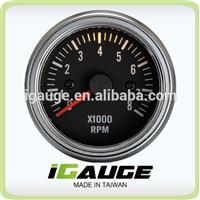 100% Made in Taiwan 52mm VDO Type Chrome Rim Tachometer RPM Gauge