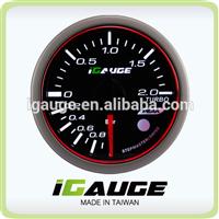 52mm 3 colors LED display auto gauge with warning and peak recall function Electrical Turbo Boost Gauge