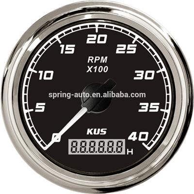 85mm/ 3-3/8" black faceplate stainless steel bezel boat car tachometer 0-4000rpm