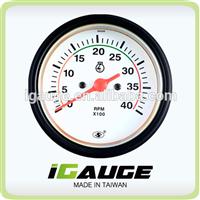 Taiwan High Quality 85mm 0-4000 RPM White Electrical Tachometer Gauge 12v/24v