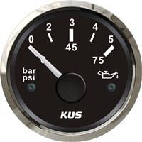 52mm black faceplate Oil pressure gauge with reasonable 0-5 bar for universal truck marine yacht