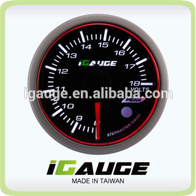 52mm 3 colors LED display auto gauge with warning and peak recall function Electrical Volt Gauge