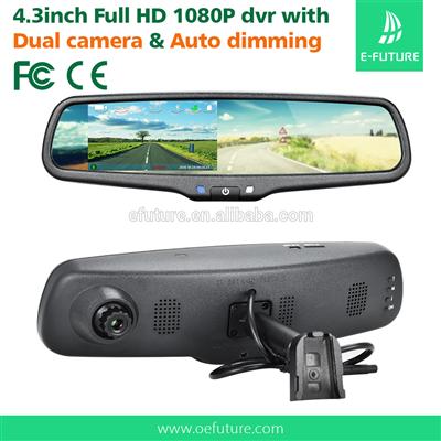 FHD1080p Car DVR G-sensor Rearview Mirror 4.3 inch 2 Camera Vedio Recorder