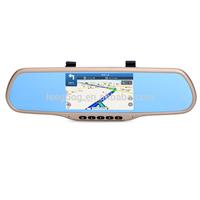 Rear View Blue Mirror 5 Inch Screen dual camera car dvr