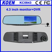 Clip On Unviersal 4.3 inch HD Movement Detection Rearview Mirror Double Camera HD DVR