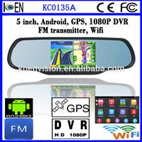 High Quality 5'' LCD Monitor GPS DVR Android Rear Mirror With Camera