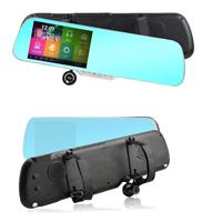 5inch Touch Screen dual camera vehicle dvr GPS&Navigation car rear view mirror camera dvr
