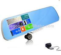 Rear view mirror Car gps dvr+ GPS Navigation + WIFI + full hd1080P CAR DVR + FM + Rear View night vision Camera + Free map