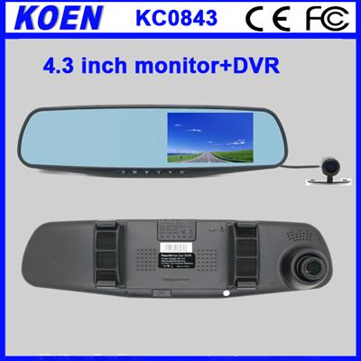 Clip On Unviersal 4.3 inch HD Car DVR Rearview Mirror Night Vision