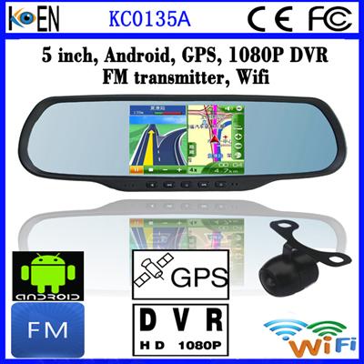 High Quality 5'' LCD Touch Monitor Wifi 1080P Android Car DVR Rearview Mirror