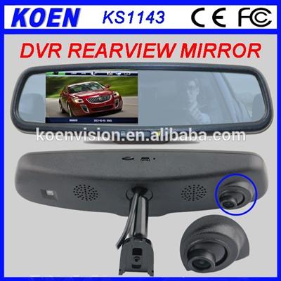 China Maunfaturer 4.3 Inch LCD 1080P HD Dual Cam Car DVR Rearview Mirror