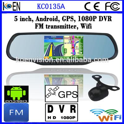 5'' Touch Android 1080P DVR Navigation Rearview Mirror For toyota innova