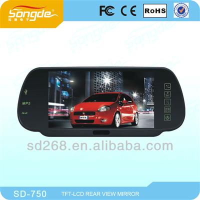 MP5 bluetooth rearview mirror with 7 inch lcd screen