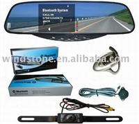 Bluetooth Rear mirror parking sensor,3.5inch TFT-LCD rear mirror monitor with wirless camera+wireless earpiece