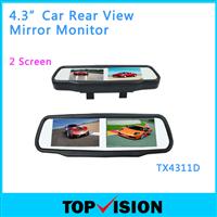 TX4311D 4.3 inch Car Rear View Mirror Monitor with 2 Screen