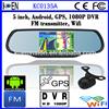 2015 Hot Selling 1080P+720P DVR 5.0&quot; Touch Screen Interior GPS Android Rear View Mirror