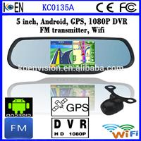 2015 1080P+720P DVR 5.0 Inch Touch Screen Interior Car Rearview Mirror GPS