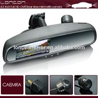 4.3 inch 1080p dvr recorder rear view mirror with ultral high brightness 1500cd/m and two ways to record