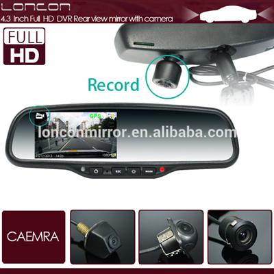 4.3" TFT LCD 1080P DVR+ Backup rear view Camera+auto dimming rearview mirror
