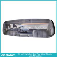 frameless Mirror link rear view mirror with ultral high brightness monitor and information synchronization