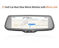 7.3 inch wide display mirror with car backup camera display and Mirror Link monitor