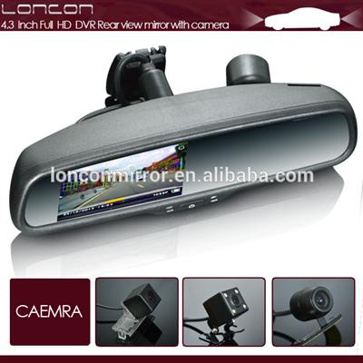 GPS tracker G-sensor full HD DVR rear view mirror monitor with original bracket