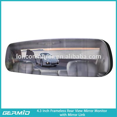 frameless Mirror link rear view mirror with ultral high brightness monitor and information synchronization