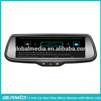 7.3 inch Wide screen rear view mirror monitor with Mirror Link and Two video inputs and display