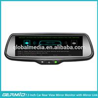 7.3 inch wide screen mirror link rear view mirror monitor with GPS & navigation synchronization