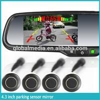 4.3 inch parking sensor rear view mirror monitor with 2 video inputs and auto brightness adjustment