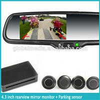 GERMID 4.3 inch rear view mirror monitor with parking sensors and auto brightness LCD rear view camera