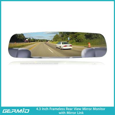 4.3 inch car frameless rearview mirror monitor with mirror link