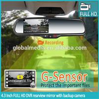 Auto electronics car dvr rear view mirror monitor gps rader detector and G-sensor/Parking mode/Ambarella A7 1080P