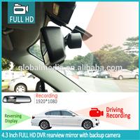 170 degree wide view angle monitor Loop recording dvr rear view mirror with G-sensor/Parking mode/Gps tracker