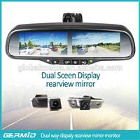 Dual 4.3inch tft lcd rear view mirror auto brightness monitor four back up camera input