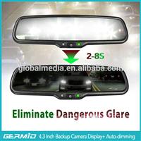 Wide view angle monitor auto dimming rear view mirror with back up camera display