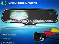 GERMID 4.3 inch digital mirror monitor with Compass and temperature display and 2 video inputs car rear view mirror