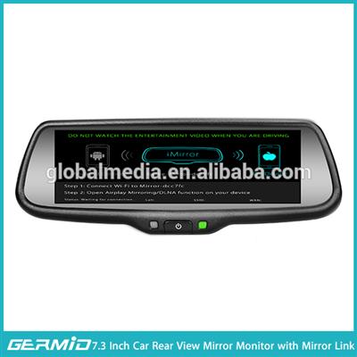 Germid 7.3 inch super wide LCD TFT screen rear view mirror monitor with auto brightness adjustment and car backup camera