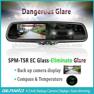 Digital compass rear view mirror car anti glare with high resolution monitor germid