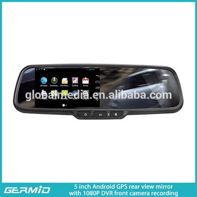 Latest Android rear view mirror monitor with DVR recorder G-sensor and car backup camera display