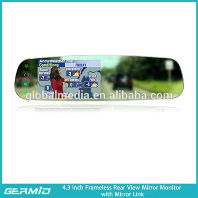 4.3 inch seamless ultral high brightness LCD monitor mirror link rear view mirror monitor
