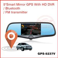 hd dvr 5 inch monitor hidden camera in car mirror with bluetooth fm receiver