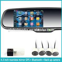 GPS & navigation rear view mirror with Bluetooth handsfree car kit and genuine bracket