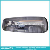 Mirror link rimless 4.3 inch auto rear view mirror with car backup camera for all car makers