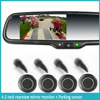 Latest 4.3 inch car rear view mirror monitor with universal bracket and waterproof camera