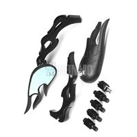 Black Alloy UNIVERSAL MOTORCYCLE CRUISER CHOPPER FLAME REARVIEW MINI BLACK MIRRORS 8MM 10MM