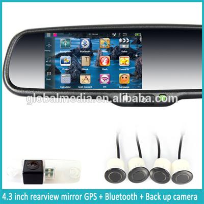 GPS & navigation rear view mirror with Bluetooth handsfree car kit and genuine bracket