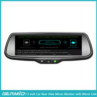 Germid brand new 7.3 inch wide screen mirror link rear view mirror with car reversing aid camera and three video inputs